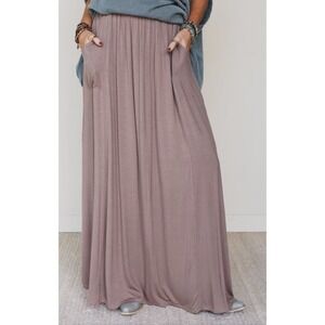 Three Bird Nest Pocketed Maxi Skirt Mocha XL New With Tags
